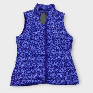 NEW G/Fore G4 Womens Golf Vest Quilted Puffer Violet Floral Print XS MSRP $225